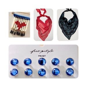 Free People bandana, brooch, Pin Set accessory bundle NWT